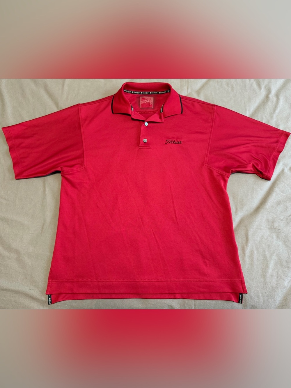 FootJoy Titleist Golf Polo Shirt Mens Large Red & Black Stretch Performance